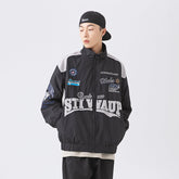 Unisex Jacket Hip-Hop Street Embroidery Multicolor Jacket Stand Collar Motorcycle Jacket